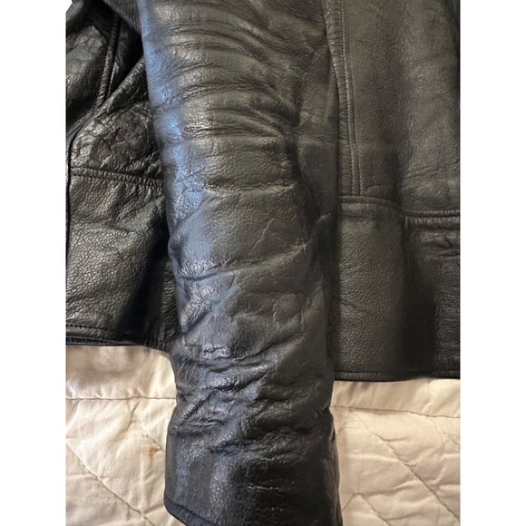 VTG Blk Leather Motorcycle Jacket  Lg?  Zippers Biker Goth Punk 90s Grunge Read - Picture 16 of 16